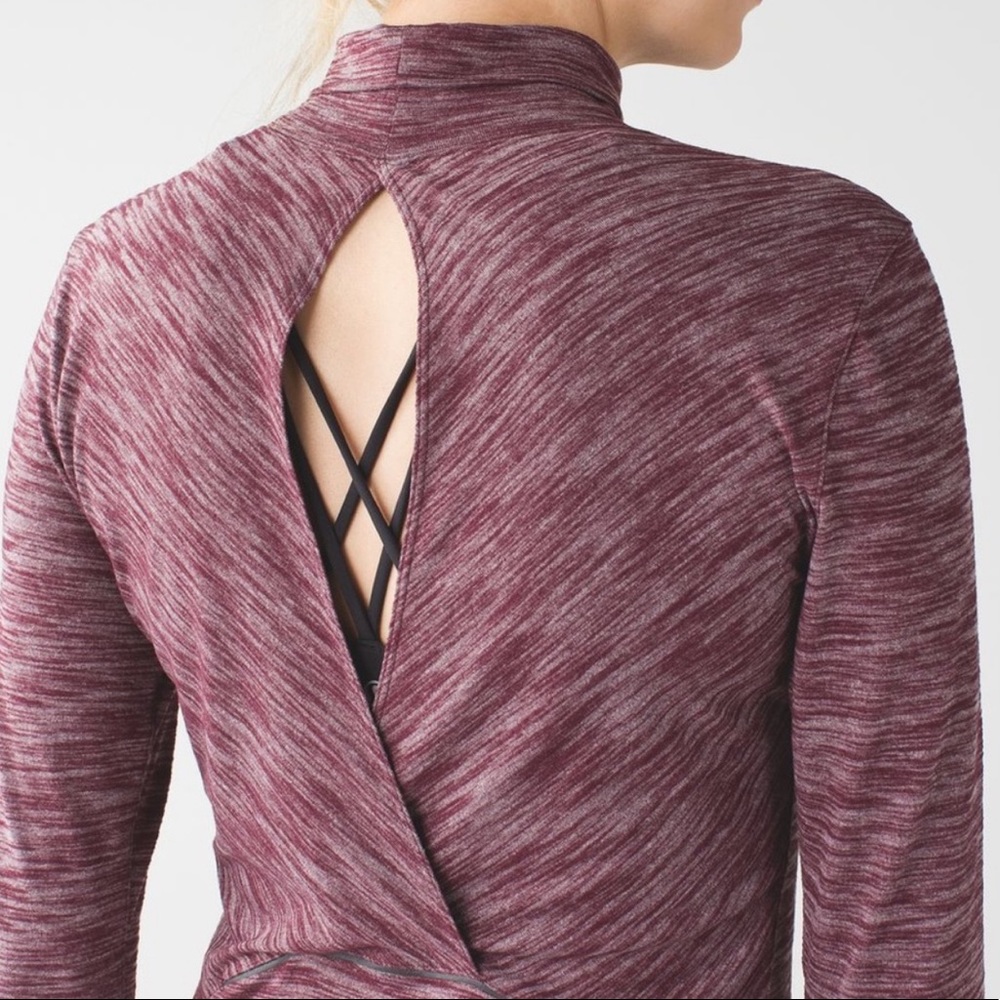 Lululemon • & go Take-Off Maroon Marled Long Sleeve Keyhole Top